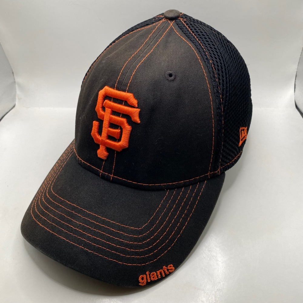 SF GIANTS New Era 39THIRTY Hat Mens M/L Black Orange Mesh Stretch Fit MLB Cap